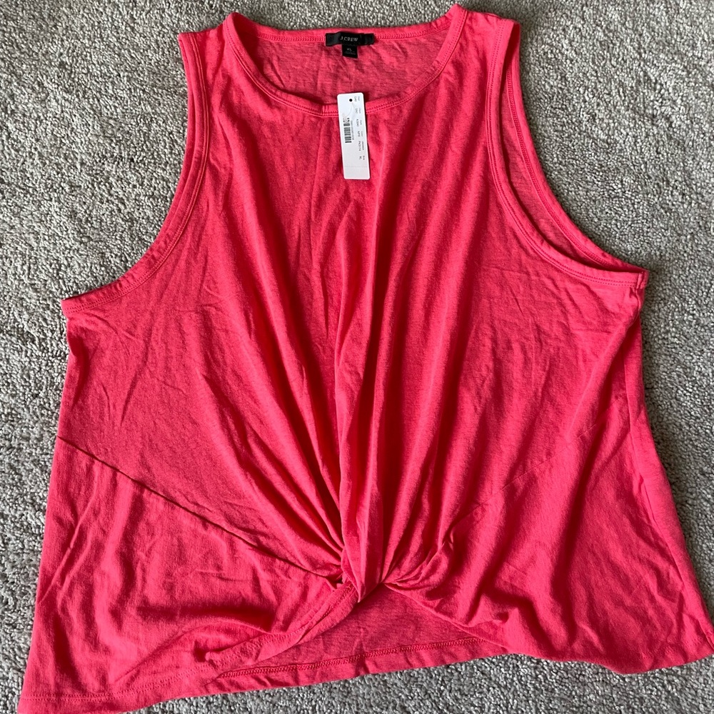 J.Crew Tank Top with Front Twist. Coral. Never worn - brand new w/ Tags! Size XL
